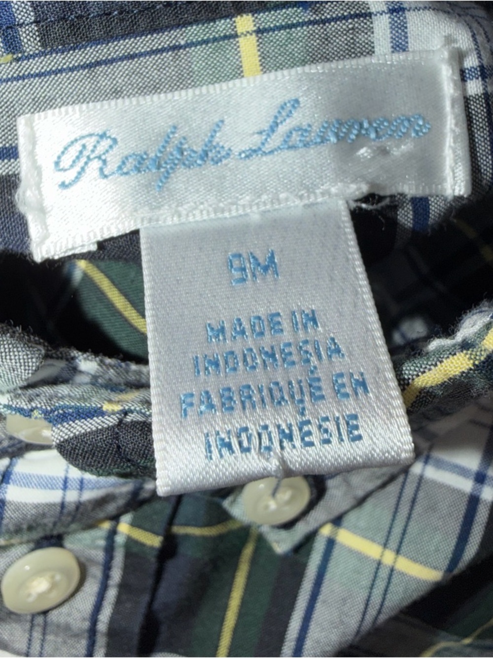 Polo Ralph Lauren Baby Boy Shirt 9 Months Plaid Tartan Button Down EUC Preppy - Picture 6 of 7